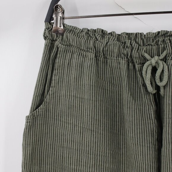 Meo Meli Pants Womens 30 Linen Lagenlook Straight Leg Cropped Drawstring Italian - Picture 2 of 10